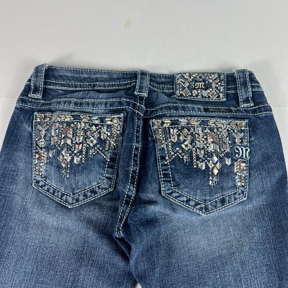 Miss Me Jeans Women's 29x25* Low Rise Skinny Ankle Blue Embellished Denim Tag 27 - Picture 10 of 16